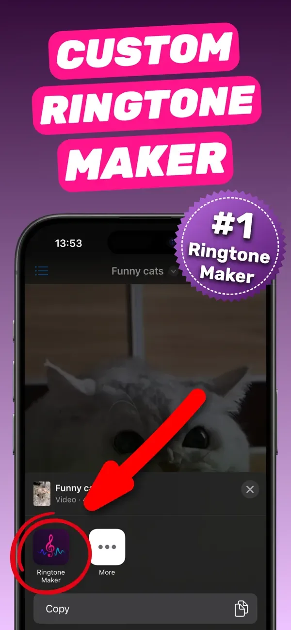 Sharing a video from Photos to Ringtone Maker on iPhone