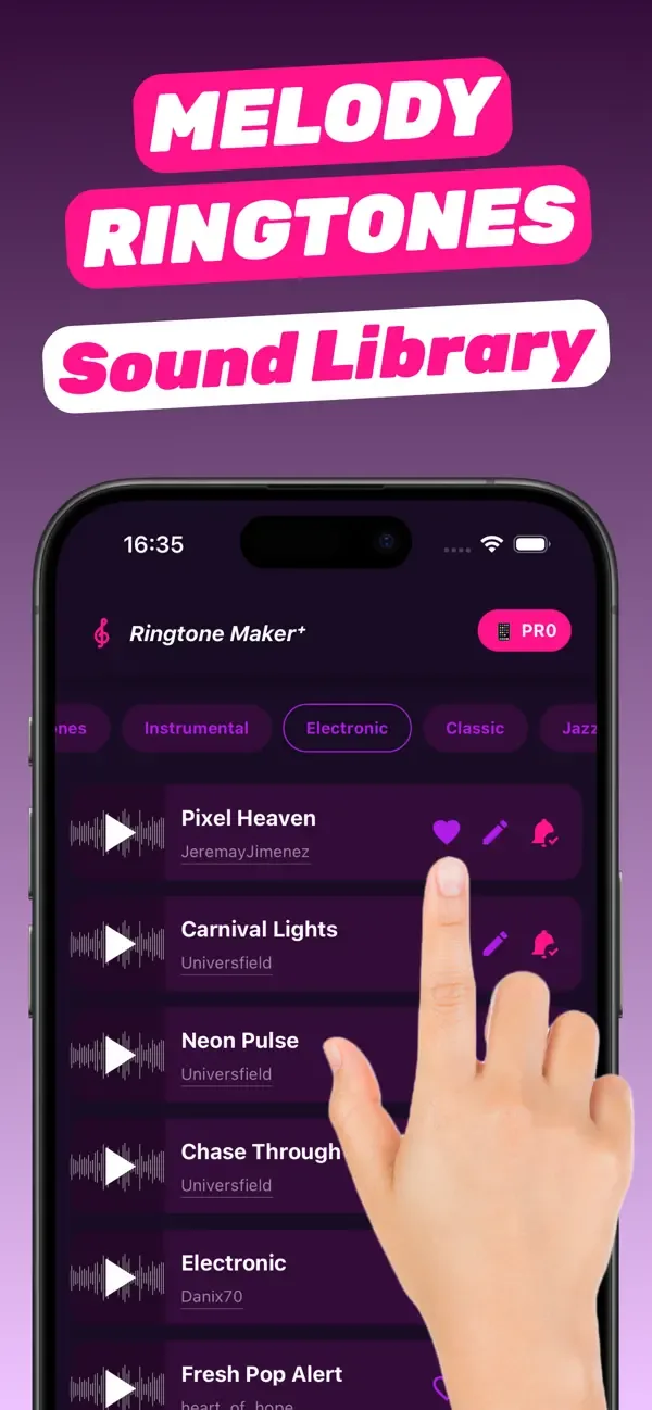 RingTon101 sound library with categories and favorites