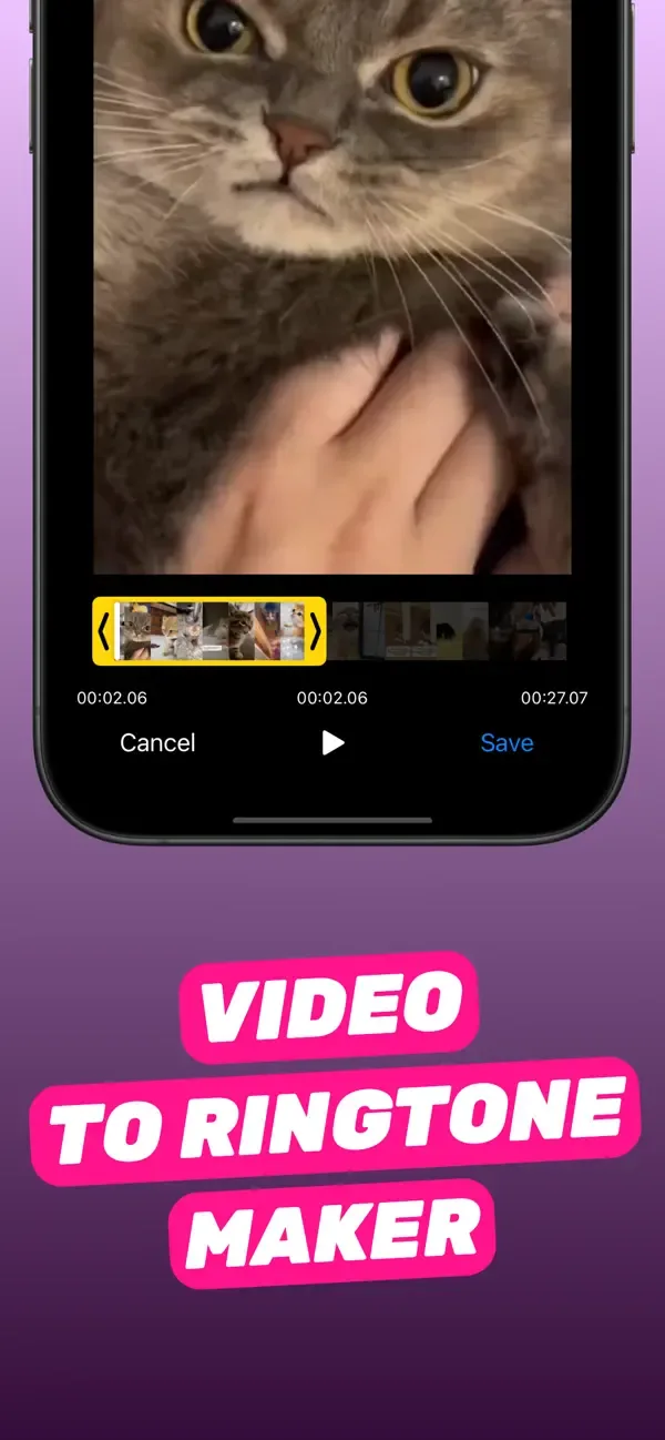 The trimmer with yellow handles over a video timeline